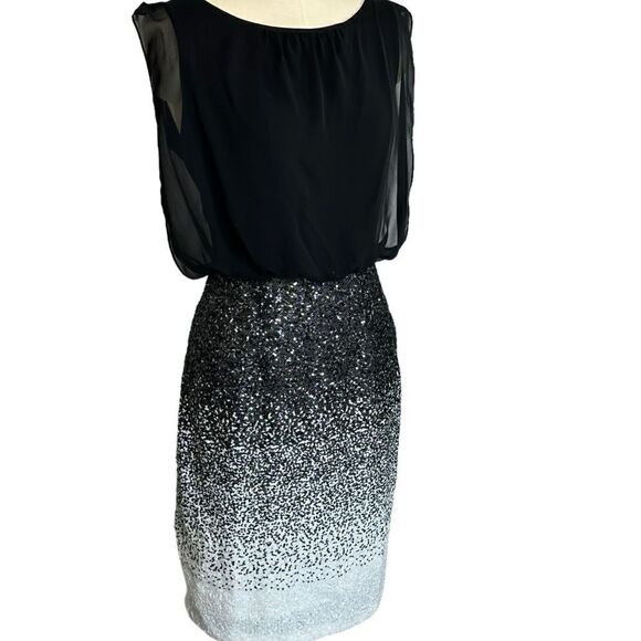 Calvin Klein Sequin Ombre Sheer Cocktail Dress| Size 10 - Picture 6 of 10